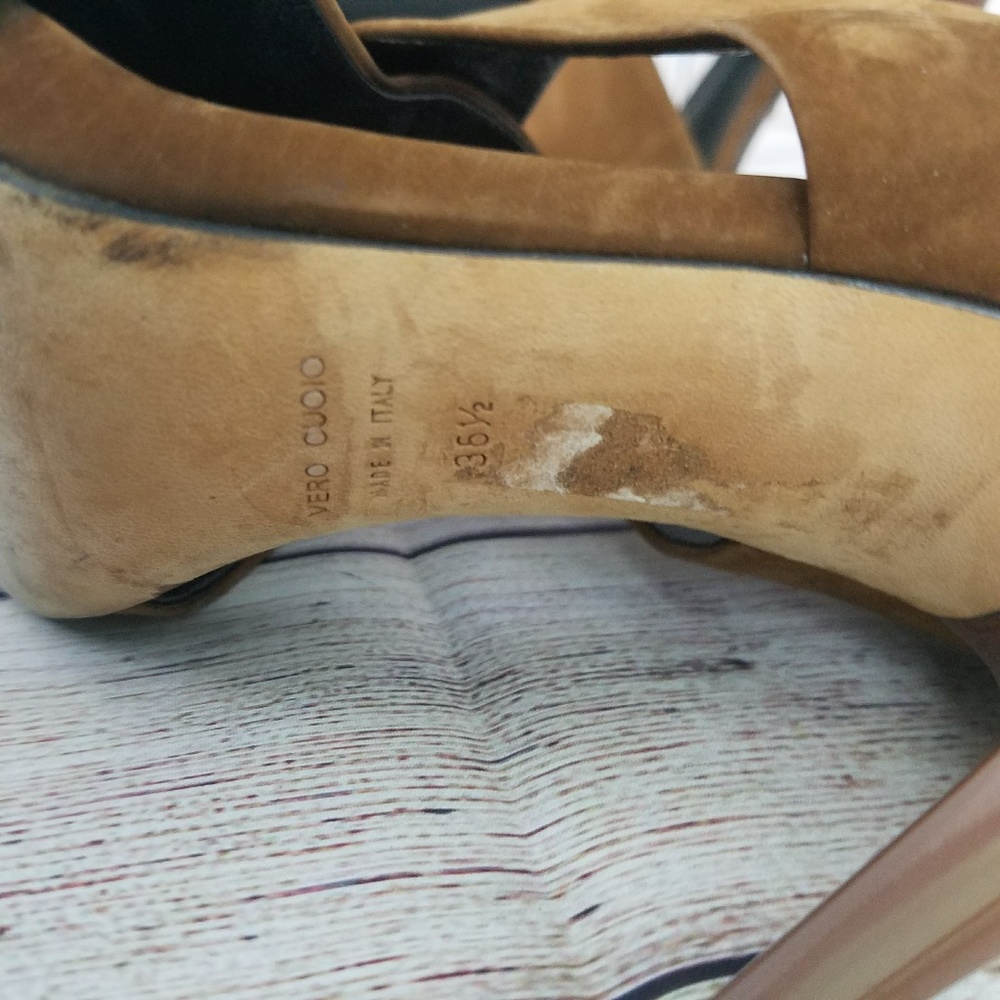 BARNEYS New York COOP Suede Peep Toe Shoes Sz 36.5 - Picture 8 of 8